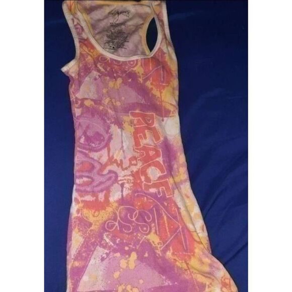Y2K 2000's Miley Cyrus x Max Azria AOP Graffiti Print Tank Top - Picture 1 of 2